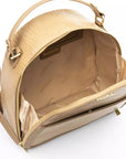 Elegant Beige Backpack with Golden Accents