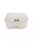 Elegant Golden-Detailed White Shoulder Bag