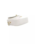 Elegant Golden-Detailed White Shoulder Bag