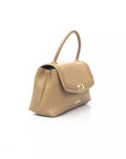 Chic Beige Shoulder Bag with Golden Accents