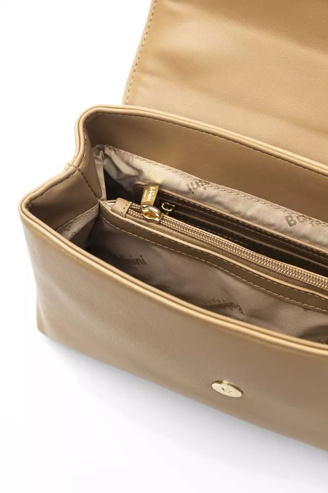 Beige Chic Shoulder Bag with Golden Details