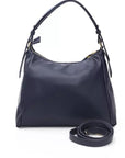 Elegant Blue Shoulder Bag with Golden Detailing