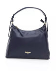 Elegant Blue Shoulder Bag with Golden Detailing