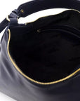 Elegant Blue Shoulder Bag with Golden Detailing