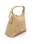 Chic Beige Shoulder Bag with Golden Accents