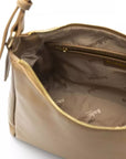 Chic Beige Shoulder Bag with Golden Accents