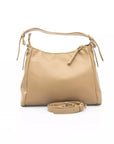 Chic Beige Shoulder Bag with Golden Accents