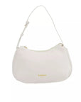 Elegant White Shoulder Bag with Golden Accents