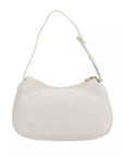 Elegant White Shoulder Bag with Golden Accents