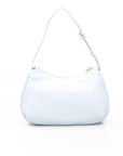 Elegant Light Blue Shoulder Bag with Golden Accents