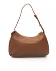 Chic Brown Polyethylene Shoulder Bag with Golden Details