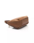 Chic Brown Polyethylene Shoulder Bag with Golden Details