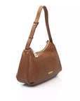 Chic Brown Polyethylene Shoulder Bag with Golden Details