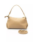 Elegant Beige Shoulder Bag with Golden Accents