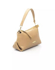 Elegant Beige Shoulder Bag with Golden Accents