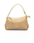 Elegant Beige Shoulder Bag with Golden Accents