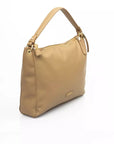 Chic Beige Shoulder Bag with Golden Accents