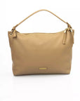 Chic Beige Shoulder Bag with Golden Accents