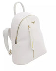 White Elegance Backpack with Golden Accents