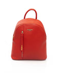Chic Red Backpack with Golden Accents