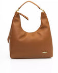 Chic Brown Shoulder Bag with Golden Accents