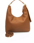 Chic Brown Shoulder Bag with Golden Accents