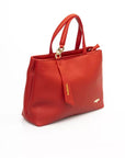 Elegant Red Shoulder Bag with Golden Accents