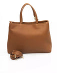 Chic Brown Shoulder Bag with Golden Accents