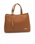 Chic Brown Shoulder Bag with Golden Accents