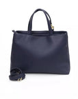 Elegant Blue Shoulder Bag with Golden Accents