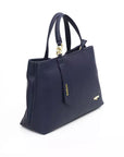 Elegant Blue Shoulder Bag with Golden Accents