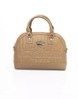 Elegant Beige Shoulder Bag with Golden Accents