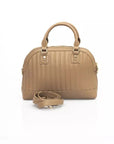 Elegant Beige Shoulder Bag with Golden Accents