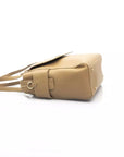 Elegant Beige Shoulder Bag With Golden Accents