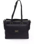 Elegant Black Shoulder Bag with Golden Accents