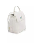 Elegant White Flap Backpack with Golden Accents