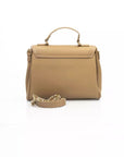 Elegant Beige Shoulder Bag with Golden Details