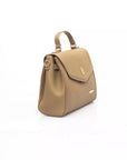 Elegant Beige Shoulder Bag with Golden Details