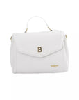 Elegant White Shoulder Bag with Golden Accents