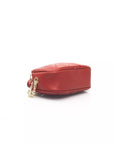 Elegant Red Shoulder Bag with Golden Accents