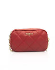 Elegant Red Shoulder Bag with Golden Accents