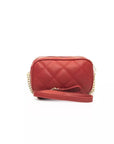 Elegant Red Shoulder Bag with Golden Accents