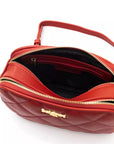 Elegant Red Shoulder Bag with Golden Accents