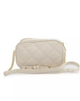 Beige Double Compartment Shoulder Bag with Golden Accents