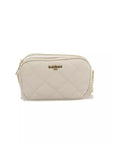 Beige Double Compartment Shoulder Bag with Golden Accents