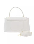 Chic White Shoulder Bag with Golden Accents