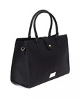 Elegant Black Shoulder Bag with Golden Accents