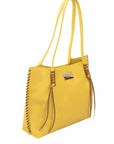 Chic Yellow Handbag with Golden Accents