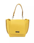 Elegant Yellow Shoulder Flap Bag with Golden Details