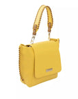 Elegant Yellow Shoulder Flap Bag with Golden Details